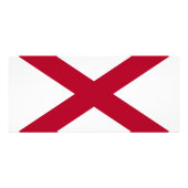 Rackkarte mit Flagge von Alabama, USA. Werbekarte (Hinten)