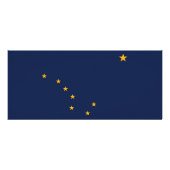 Rackkarte mit Flagge von Alaska, USA. Werbekarte (Hinten)