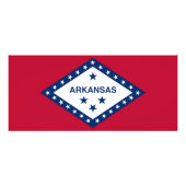 Rackkarte mit Flagge von Arkansas, USA. Werbekarte (Hinten)