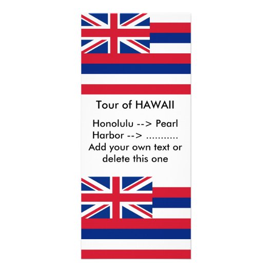 Rackkarte mit Flagge von Hawaii, USA. Werbekarte (Vorne)