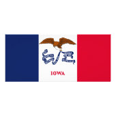 Rackkarte mit Flagge von Iowa, USA. Werbekarte (Hinten)