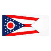 Rackkarte mit Flagge von Ohio, USA. Werbekarte (Hinten)