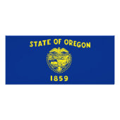 Rackkarte mit Flagge von Oregon, USA. Werbekarte (Hinten)