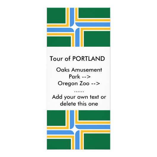 Rackkarte mit Flagge von Portland, USA. Werbekarte (Vorne)