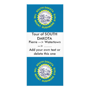 Rackkarte mit Flagge von South Dakota, USA. Werbekarte