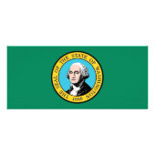 Rackkarte mit Flagge von Washington, USA. Werbekarte (Hinten)