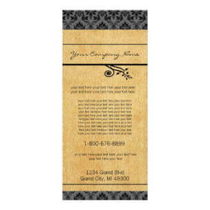 Rackkarte Schwarz/Karmel Damask Werbekarte