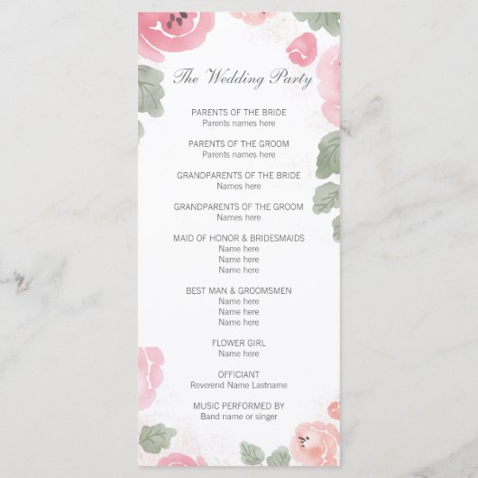 Rackkarten für das Hochzeitsprogramm "Watercolor P Programm (Rückseite)