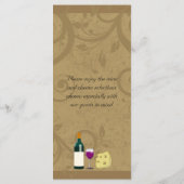 Rackkarten für Wein und Käse Party Menükarte (Rückseite)