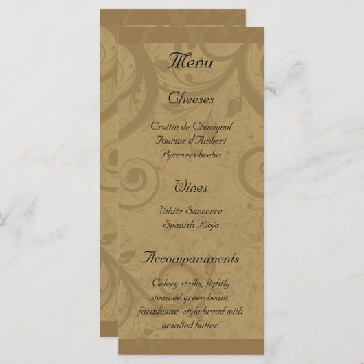 Rackkarten für Wein und Käse Party Menükarte (Vorne/Hinten)