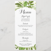 Rackkarten mit grüner Hochzeitskarte, rustikale Ve Menükarte (Vorderseite)