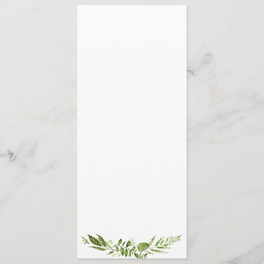 Rackkarten mit grüner Hochzeitskarte, rustikale Ve Menükarte (Rückseite)