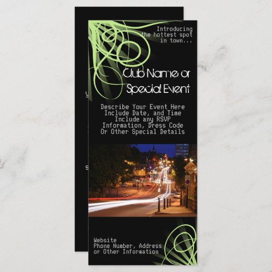 Rackkartendruck, Nachtklub oder Party (Vorne/Hinten)