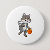 Racoon als Basketballspieler mit Basketball Button (Vorderseite)