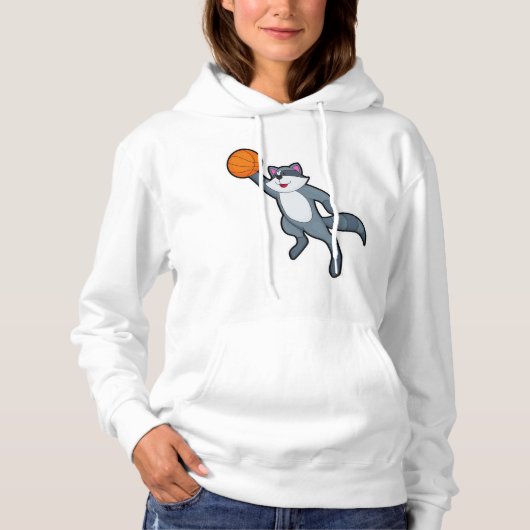 Racoon als Basketballspieler mit Basketball Hoodie (Vorderseite)