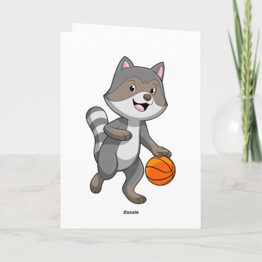 Racoon als Basketballspieler mit Basketball Karte (Rückseite)