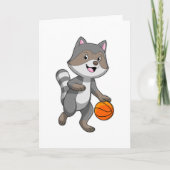 Racoon als Basketballspieler mit Basketball Karte (Vorderseite)