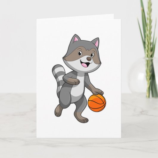 Racoon als Basketballspieler mit Basketball Karte (Vorderseite)