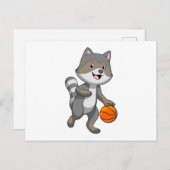 Racoon als Basketballspieler mit Basketball Postkarte (Vorne/Hinten)