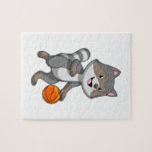 Racoon als Basketballspieler mit Basketball Puzzle (Horizontal)