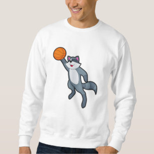 Racoon als Basketballspieler mit Basketball Sweatshirt