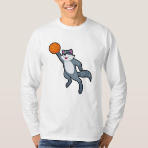 Racoon als Basketballspieler mit Basketball T-Shirt