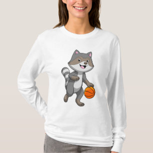 Racoon als Basketballspieler mit Basketball T-Shirt