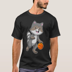Racoon als Basketballspieler mit Basketball T-Shirt