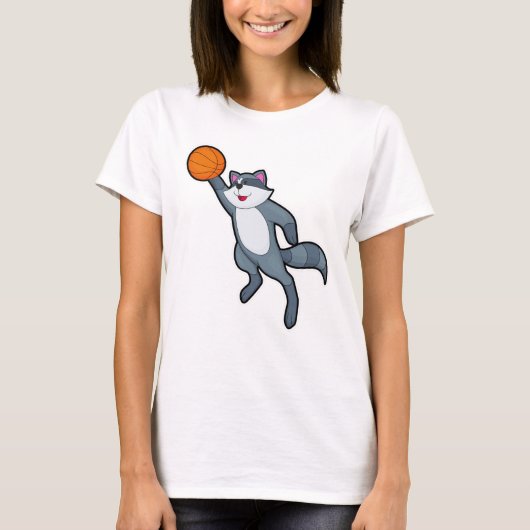 Racoon als Basketballspieler mit Basketball T-Shirt (Vorderseite)