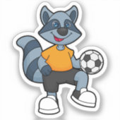 Racoon als Fußballspieler mit Fußball Aufkleber (Vorderseite)