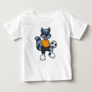 Racoon als Fußballspieler mit Fußball Baby T-shirt