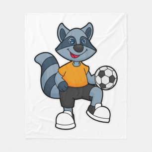 Racoon als Fußballspieler mit Fußball Fleecedecke