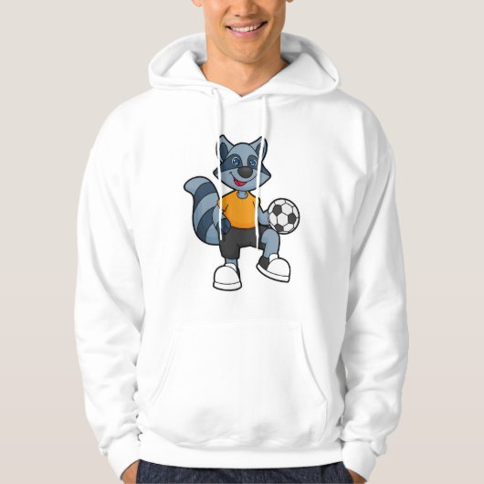 Racoon als Fußballspieler mit Fußball Hoodie (Vorderseite)