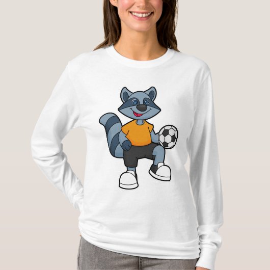 Racoon als Fußballspieler mit Fußball T-Shirt (Vorderseite)