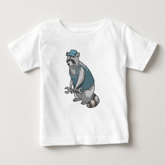 Racoon als Handwerker mit Wrench Baby T-shirt (Vorderseite)