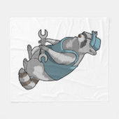 Racoon als Handwerker mit Wrench Fleecedecke (Vorderseite (Horizontal))