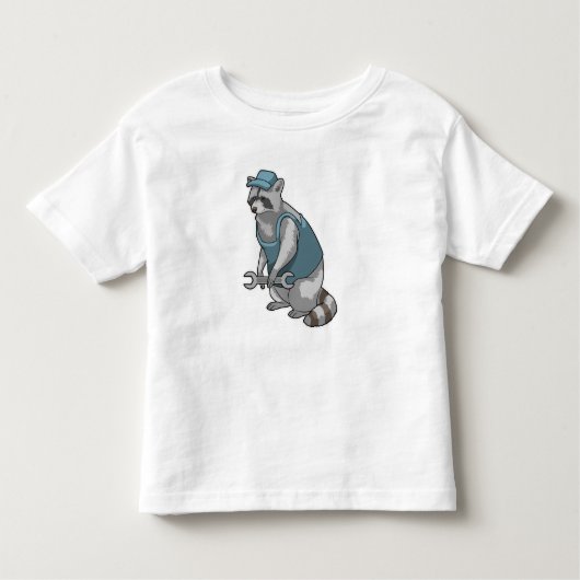 Racoon als Handwerker mit Wrench Kleinkind T-shirt (Vorderseite)