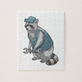 Racoon als Handwerker mit Wrench Puzzle (Vertikal)