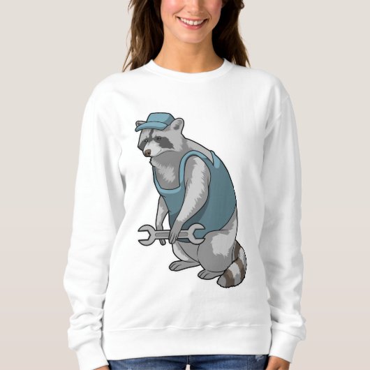 Racoon als Handwerker mit Wrench Sweatshirt (Vorderseite)