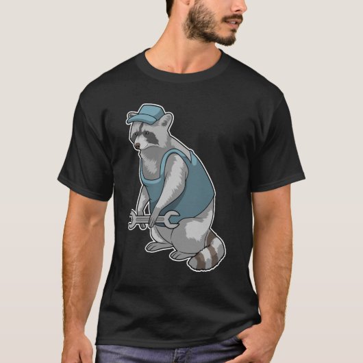 Racoon als Handwerker mit Wrench T-Shirt (Vorderseite)