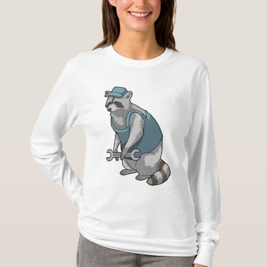 Racoon als Handwerker mit Wrench T-Shirt (Vorderseite)