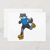 Racoon als Skater mit Inline-Skaten Postkarte (Vorne/Hinten)