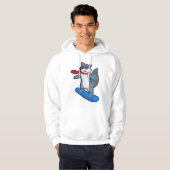 Racoon als Snowboarder mit Snowboard & Scarf Hoodie (Vorne ganz)