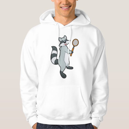 Racoon als Tennisspieler mit Tennisschläger Hoodie (Vorderseite)
