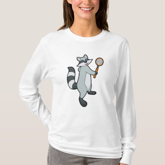 Racoon als Tennisspieler mit Tennisschläger T-Shirt (Vorderseite)