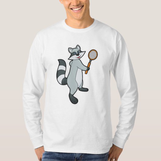 Racoon als Tennisspieler mit Tennisschläger T-Shirt (Vorderseite)