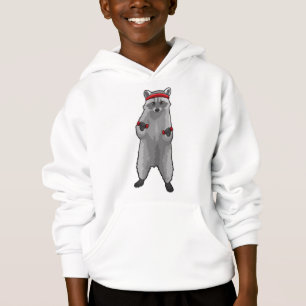 Racoon an der Fitness mit Dumbells Hoodie