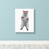 Racoon an der Fitness mit Dumbells Leinwanddruck (Insitu (Holzboden))