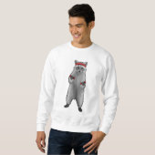 Racoon an der Fitness mit Dumbells Sweatshirt (Vorne ganz)