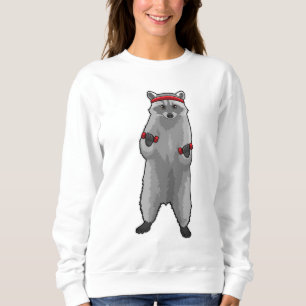 Racoon an der Fitness mit Dumbells Sweatshirt